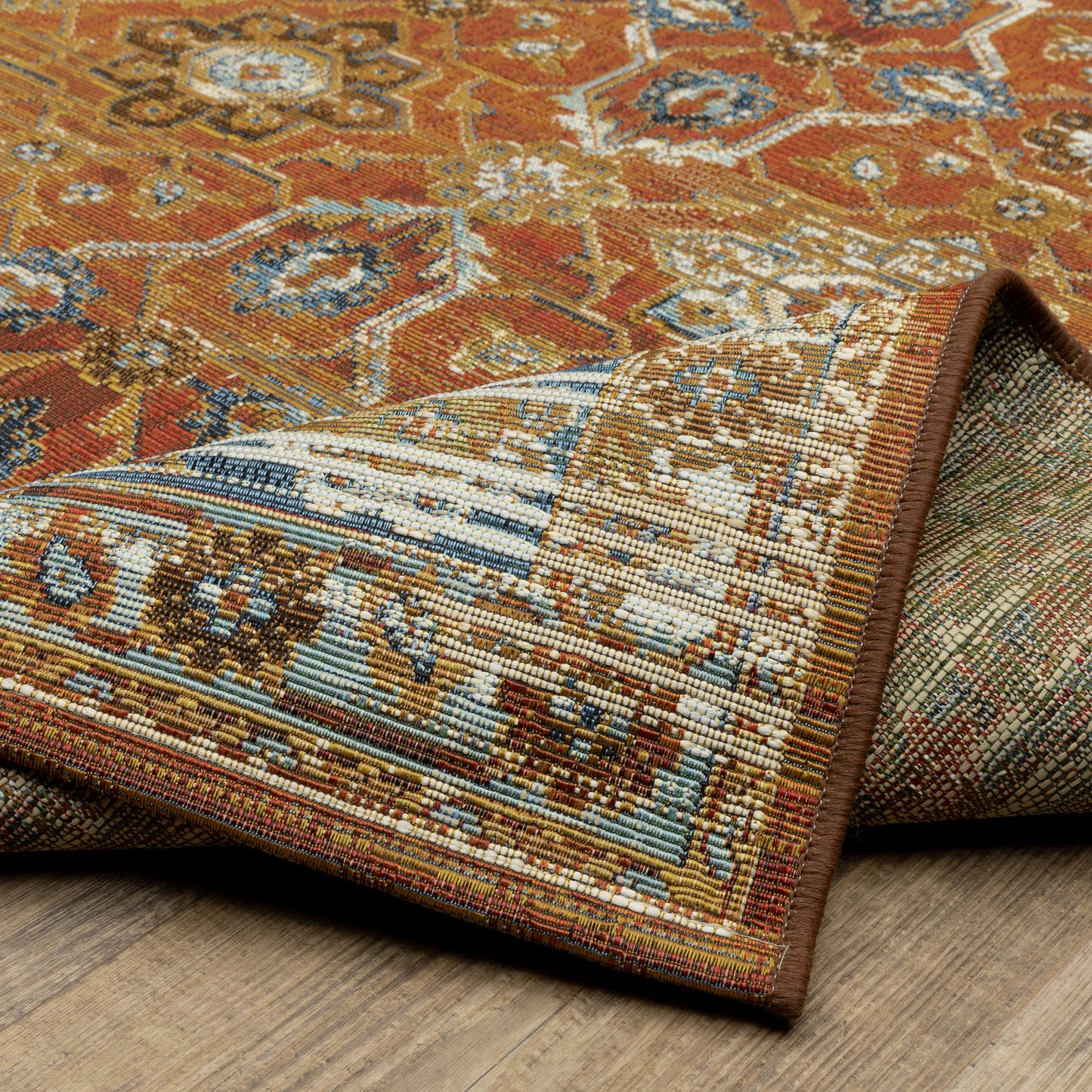Naples Distressed Rust/ Blue Outdoor Flat Weave Rug
