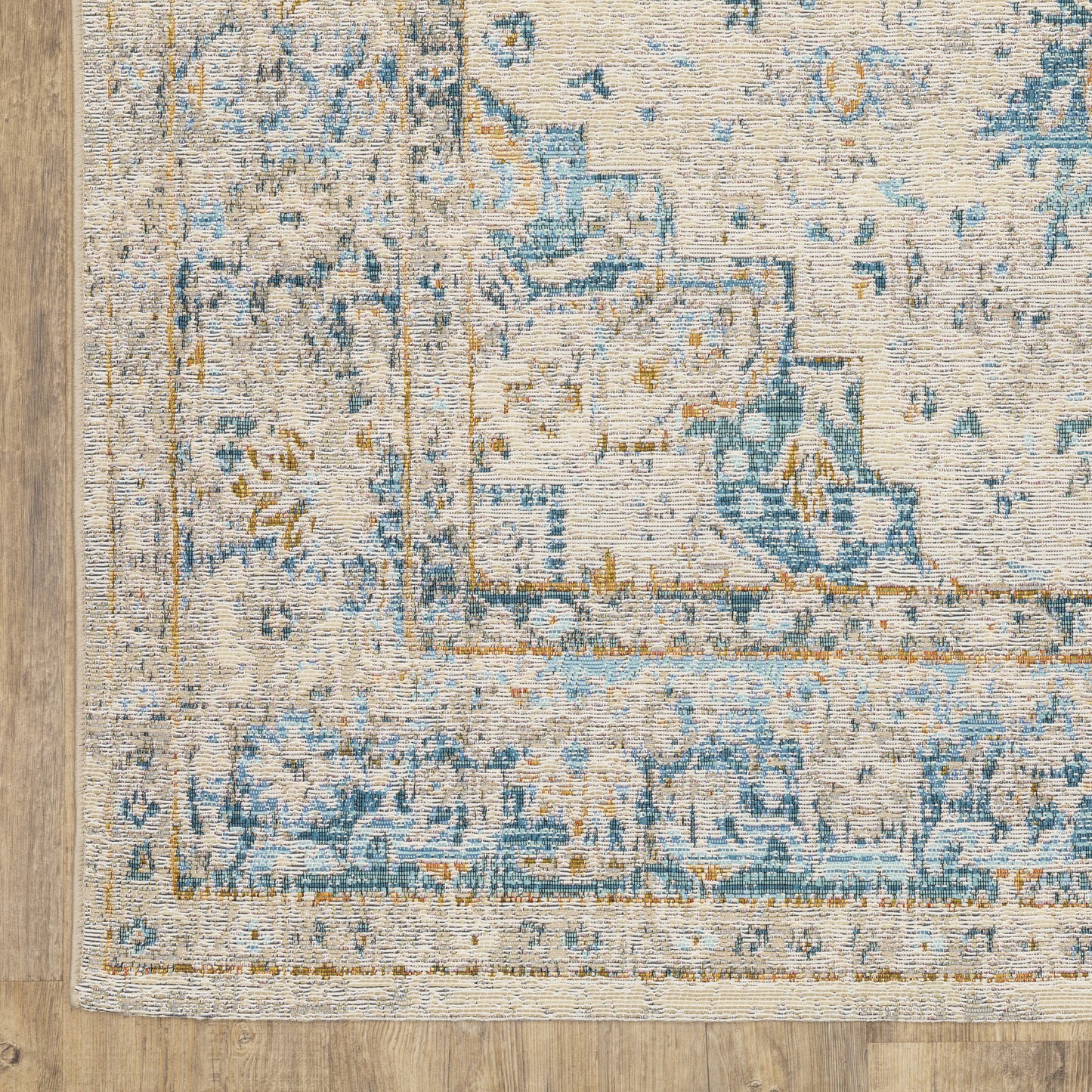 Naples Distressed Ivory/ Blue Outdoor Flat Weave Rug