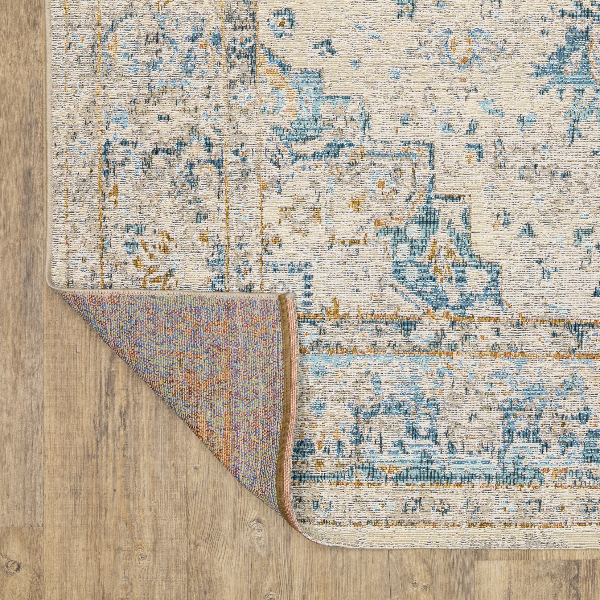 Naples Distressed Ivory/ Blue Outdoor Flat Weave Rug