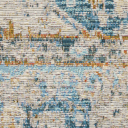 Naples Distressed Ivory/ Blue Outdoor Flat Weave Rug