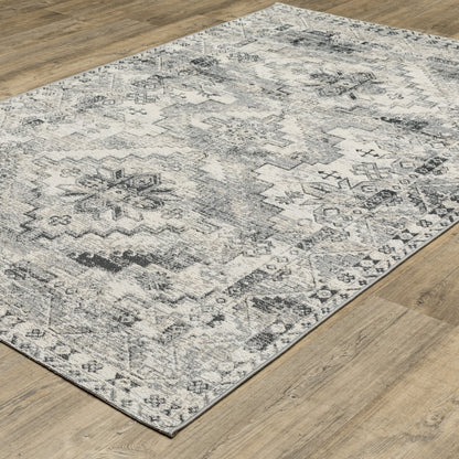 Naples Medallion Grey/ Ivory Outdoor Flat Weave Rug