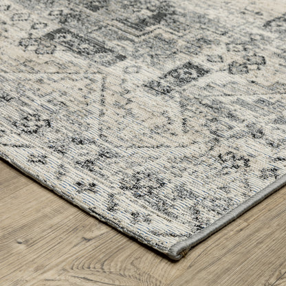 Naples Medallion Grey/ Ivory Outdoor Flat Weave Rug