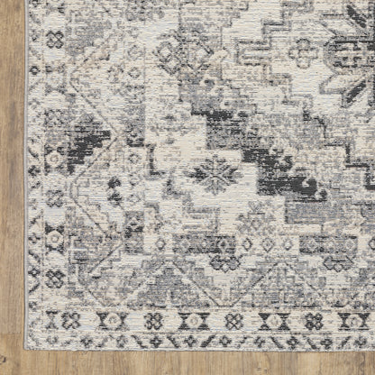 Naples Medallion Grey/ Ivory Outdoor Flat Weave Rug