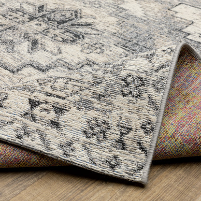 Naples Medallion Grey/ Ivory Outdoor Flat Weave Rug