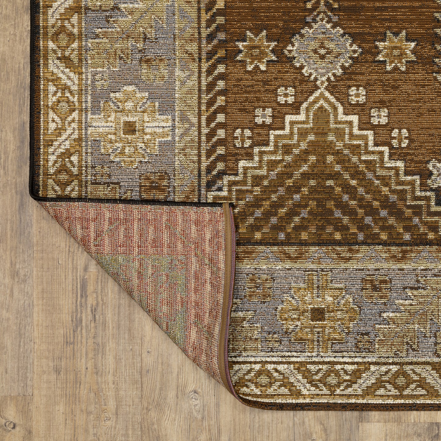 Naples Medallion Brown/ Blue Outdoor Flat Weave Rug