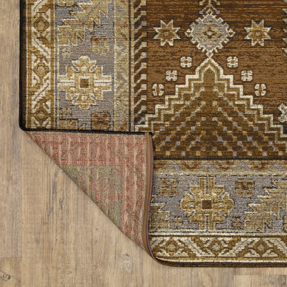 Naples Medallion Brown/ Blue Outdoor Flat Weave Rug