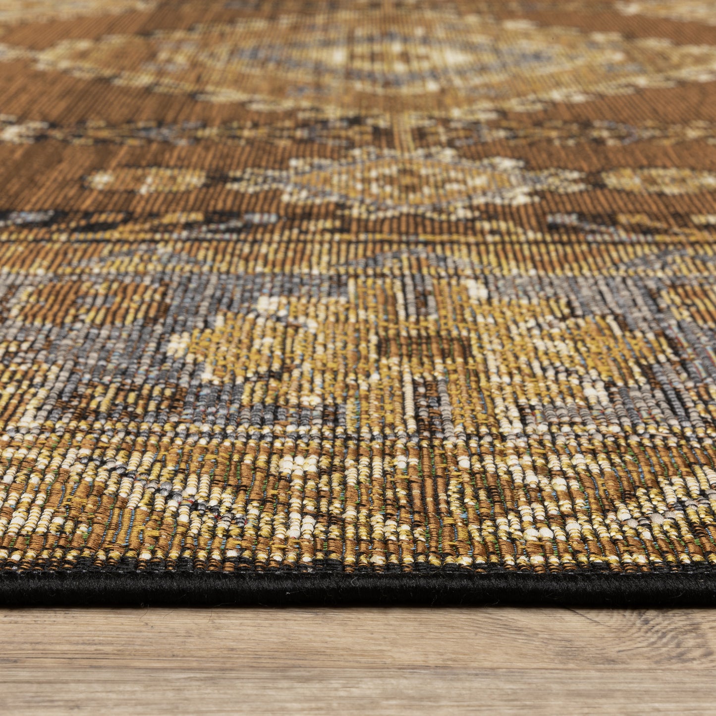 Naples Medallion Brown/ Blue Outdoor Flat Weave Rug