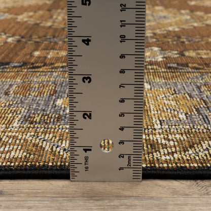 Naples Medallion Brown/ Blue Outdoor Flat Weave Rug