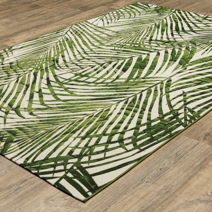 Naples Botanical Green/ Ivory Outdoor Flat Weave Rug