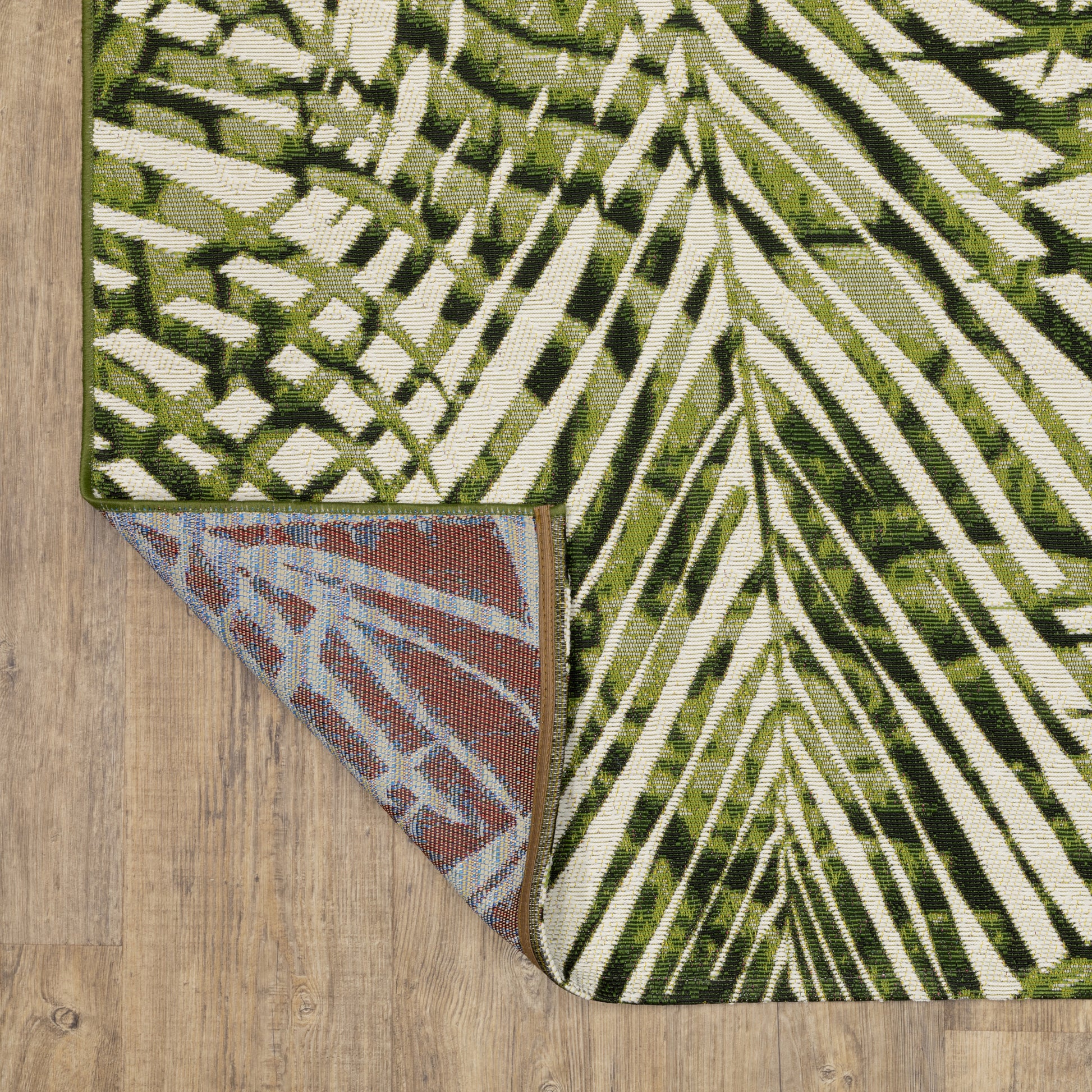 Naples Botanical Green/ Ivory Outdoor Flat Weave Rug