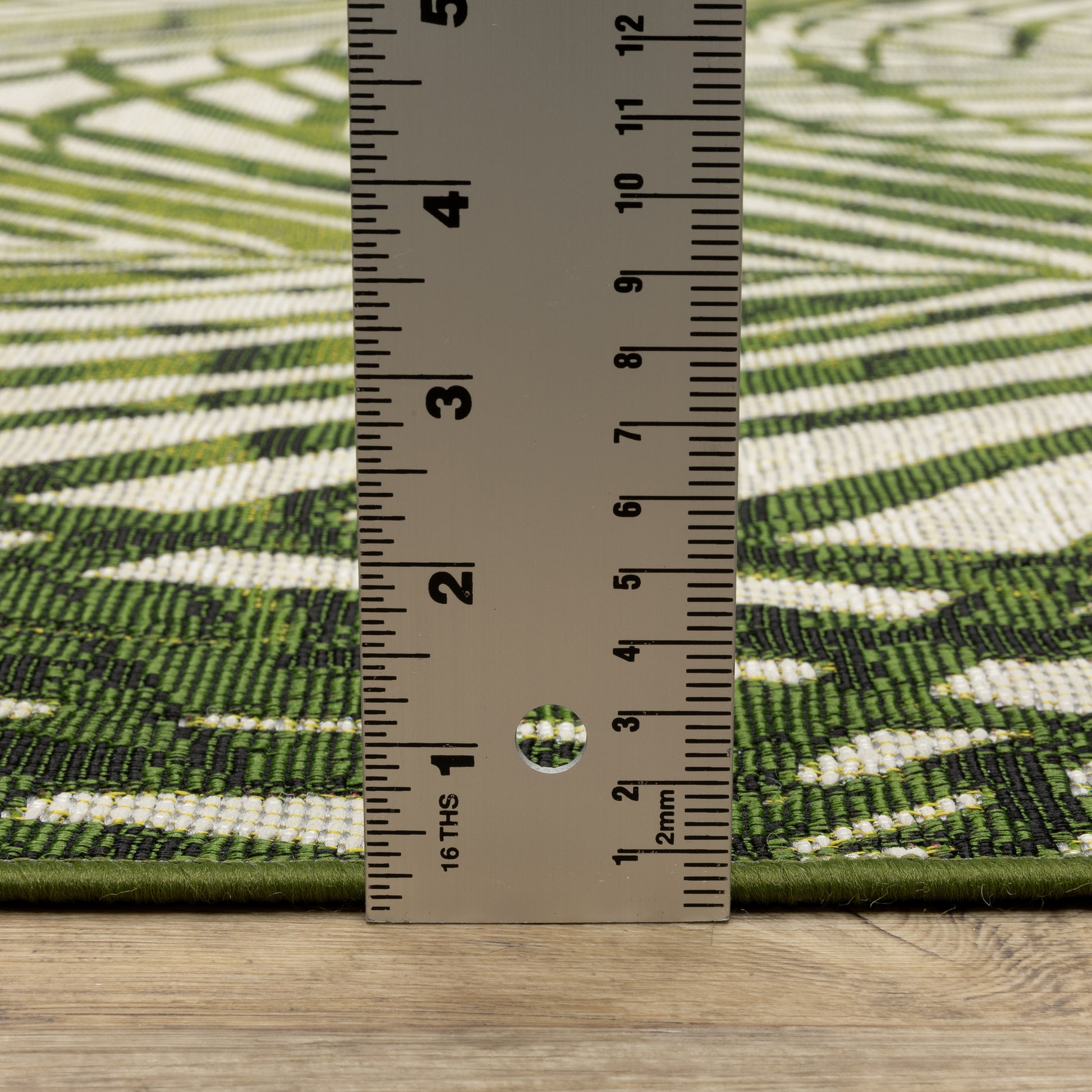 Naples Botanical Green/ Ivory Outdoor Flat Weave Rug