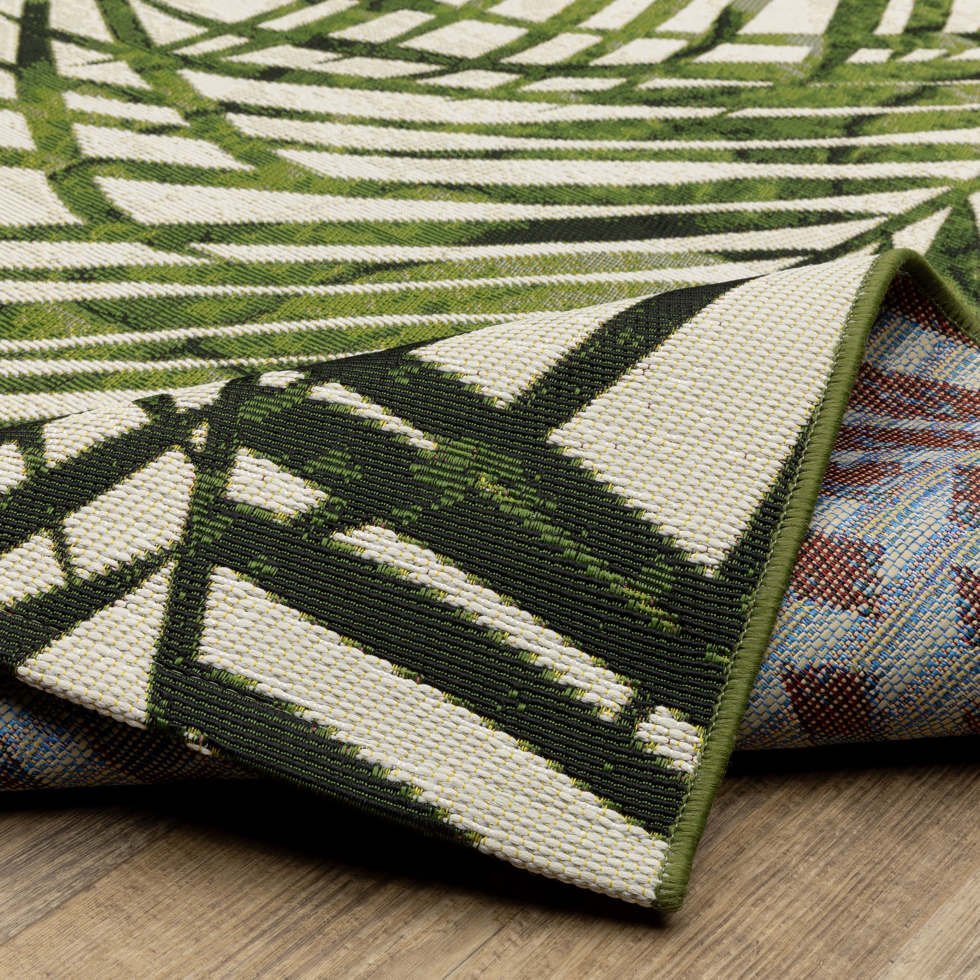 Naples Botanical Green/ Ivory Outdoor Flat Weave Rug
