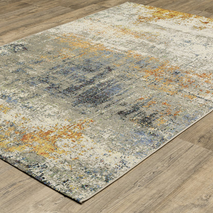 Naples Distressed Beige/ Orange Outdoor Flat Weave Rug