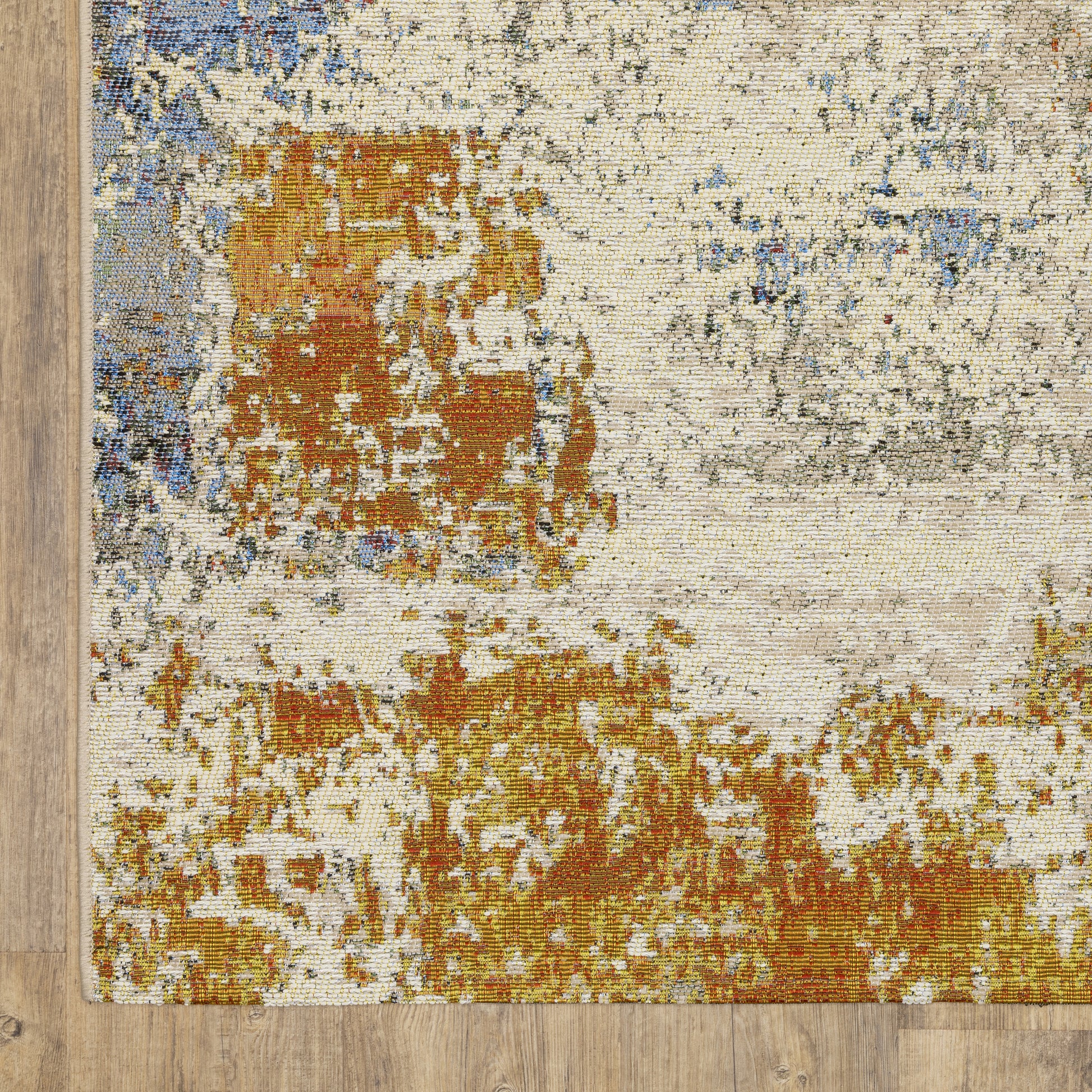 Naples Distressed Beige/ Orange Outdoor Flat Weave Rug