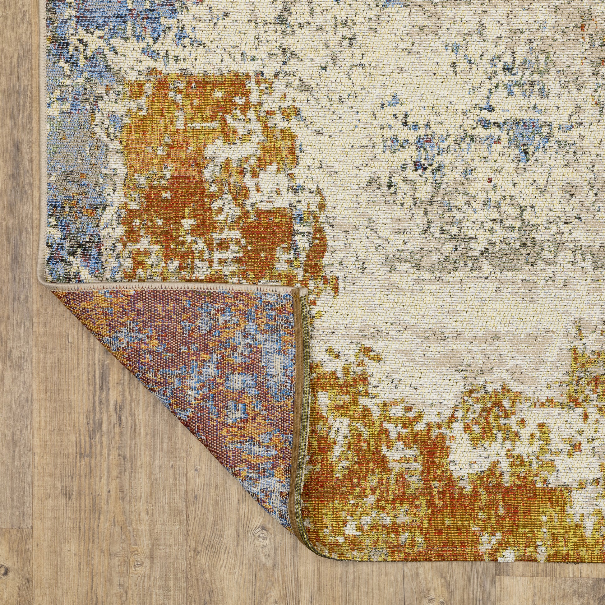 Naples Distressed Beige/ Orange Outdoor Flat Weave Rug