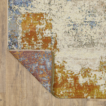 Naples Distressed Beige/ Orange Outdoor Flat Weave Rug