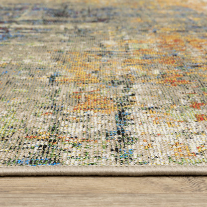 Naples Distressed Beige/ Orange Outdoor Flat Weave Rug