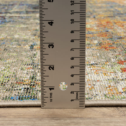 Naples Distressed Beige/ Orange Outdoor Flat Weave Rug