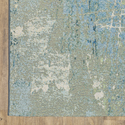 Naples Distressed Beige/ Blue Outdoor Flat Weave Rug