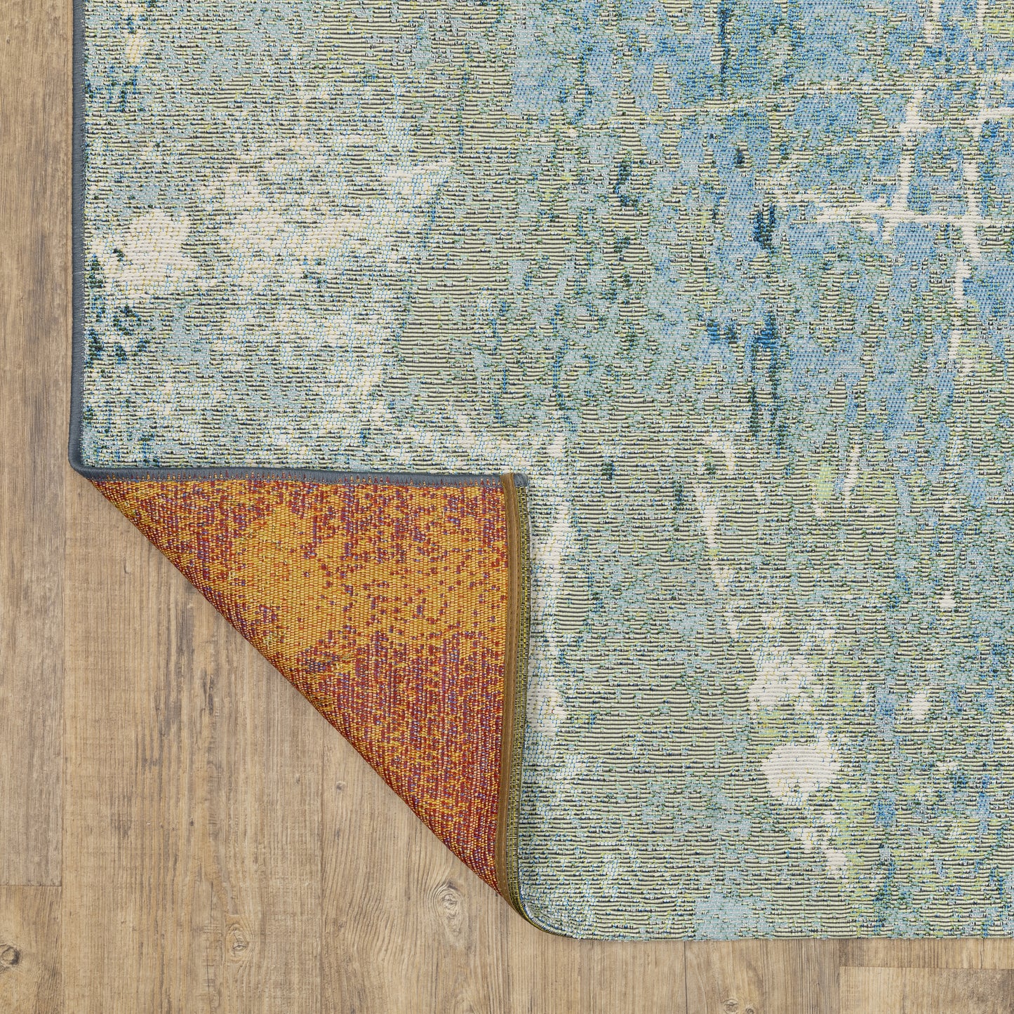Naples Distressed Beige/ Blue Outdoor Flat Weave Rug
