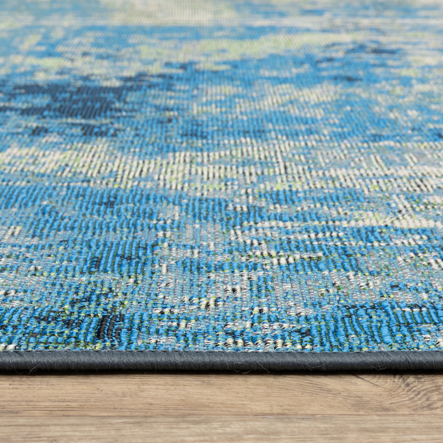 Naples Distressed Beige/ Blue Outdoor Flat Weave Rug