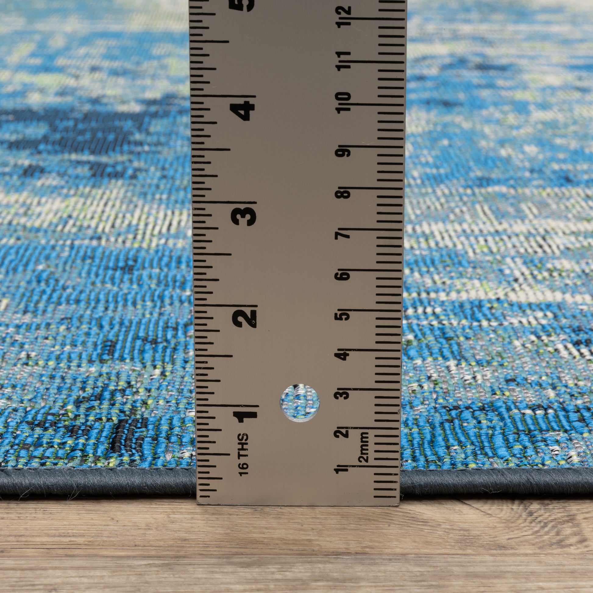 Naples Distressed Beige/ Blue Outdoor Flat Weave Rug