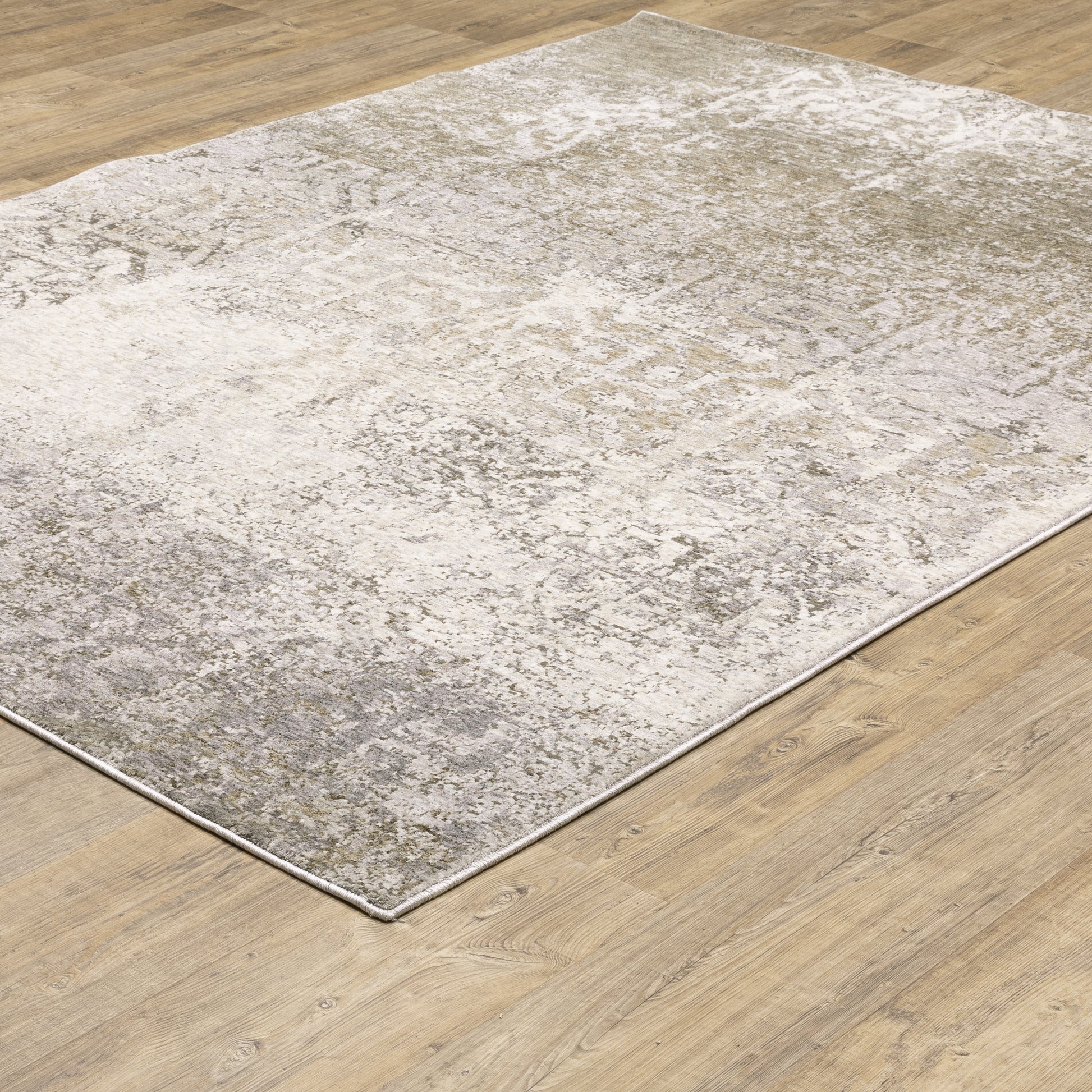 Nebulous Distressed Beige/ Grey Abstract Cut Pile Rug
