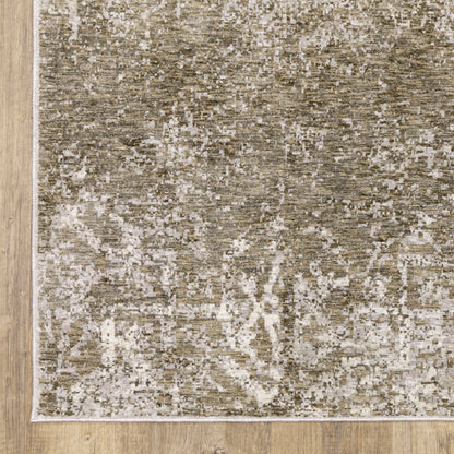 Nebulous Distressed Beige/ Grey Abstract Cut Pile Rug