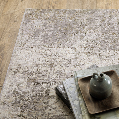 Nebulous Distressed Beige/ Grey Abstract Cut Pile Rug
