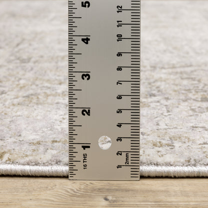 Nebulous Distressed Beige/ Grey Abstract Cut Pile Rug