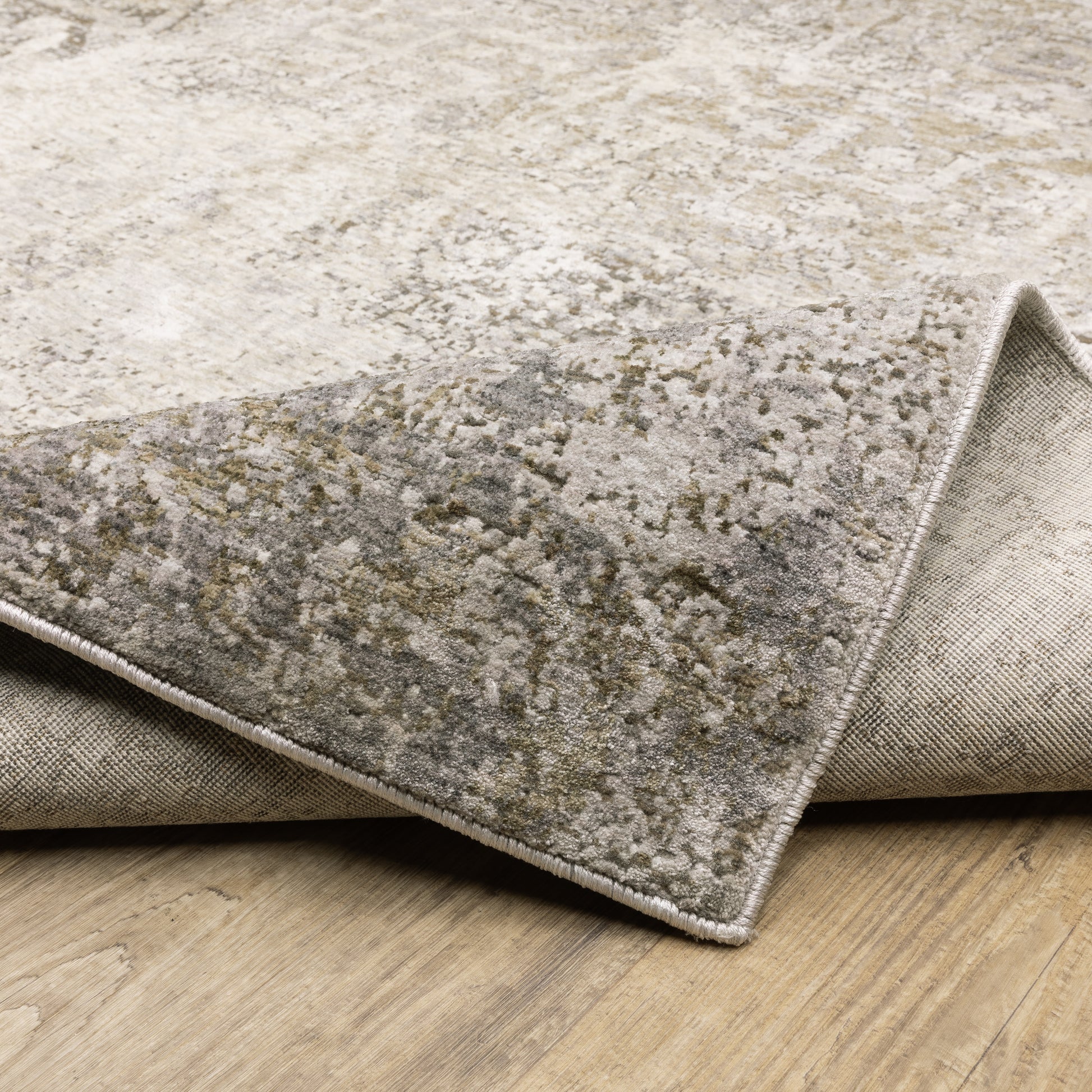 Nebulous Distressed Beige/ Grey Abstract Cut Pile Rug