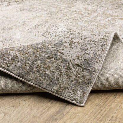 Nebulous Distressed Beige/ Grey Abstract Cut Pile Rug