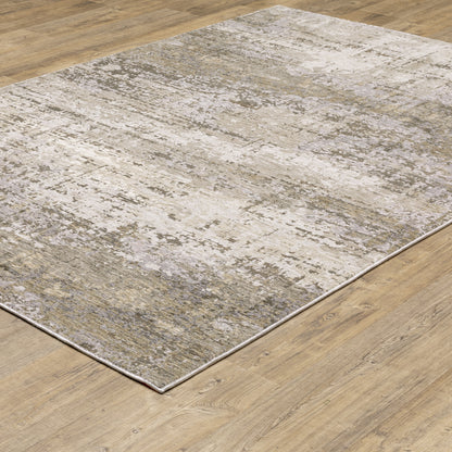 Nebulous Distressed Beige/ Grey Abstract Cut Pile Rug