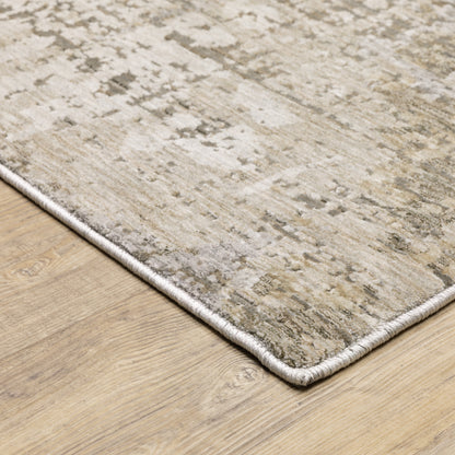 Nebulous Distressed Beige/ Grey Abstract Cut Pile Rug