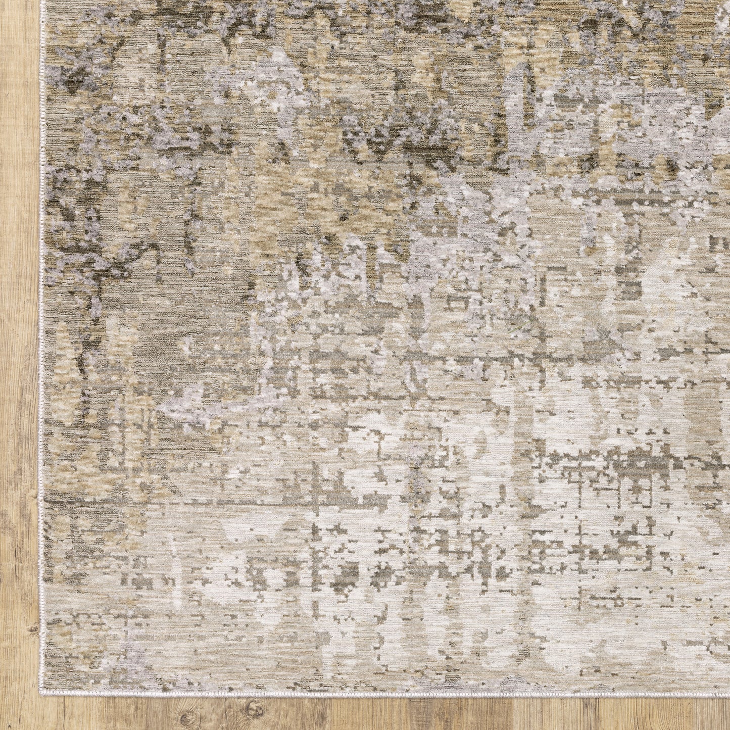 Nebulous Distressed Beige/ Grey Abstract Cut Pile Rug