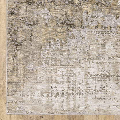 Nebulous Distressed Beige/ Grey Abstract Cut Pile Rug