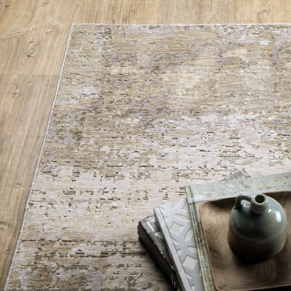 Nebulous Distressed Beige/ Grey Abstract Cut Pile Rug