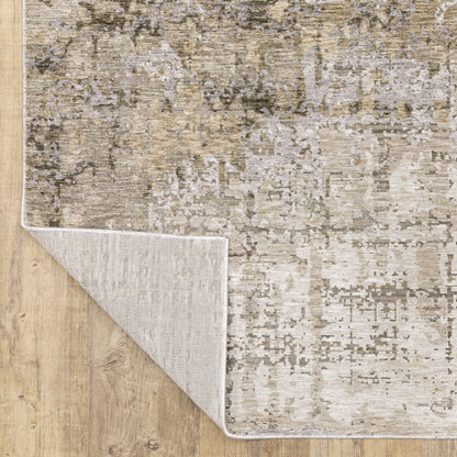 Nebulous Distressed Beige/ Grey Abstract Cut Pile Rug