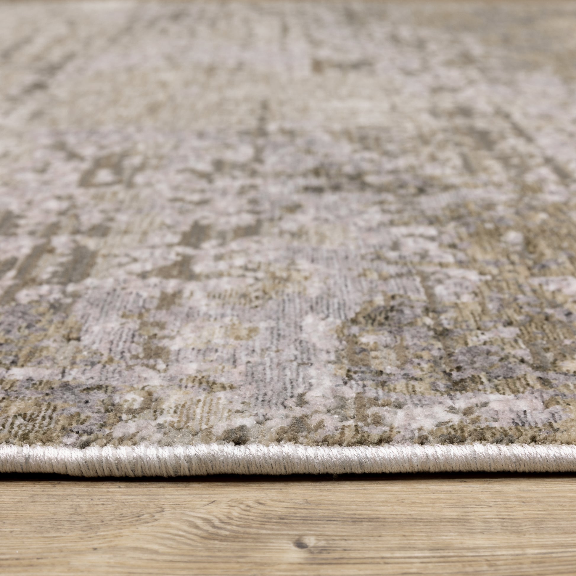 Nebulous Distressed Beige/ Grey Abstract Cut Pile Rug