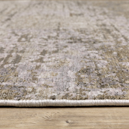 Nebulous Distressed Beige/ Grey Abstract Cut Pile Rug