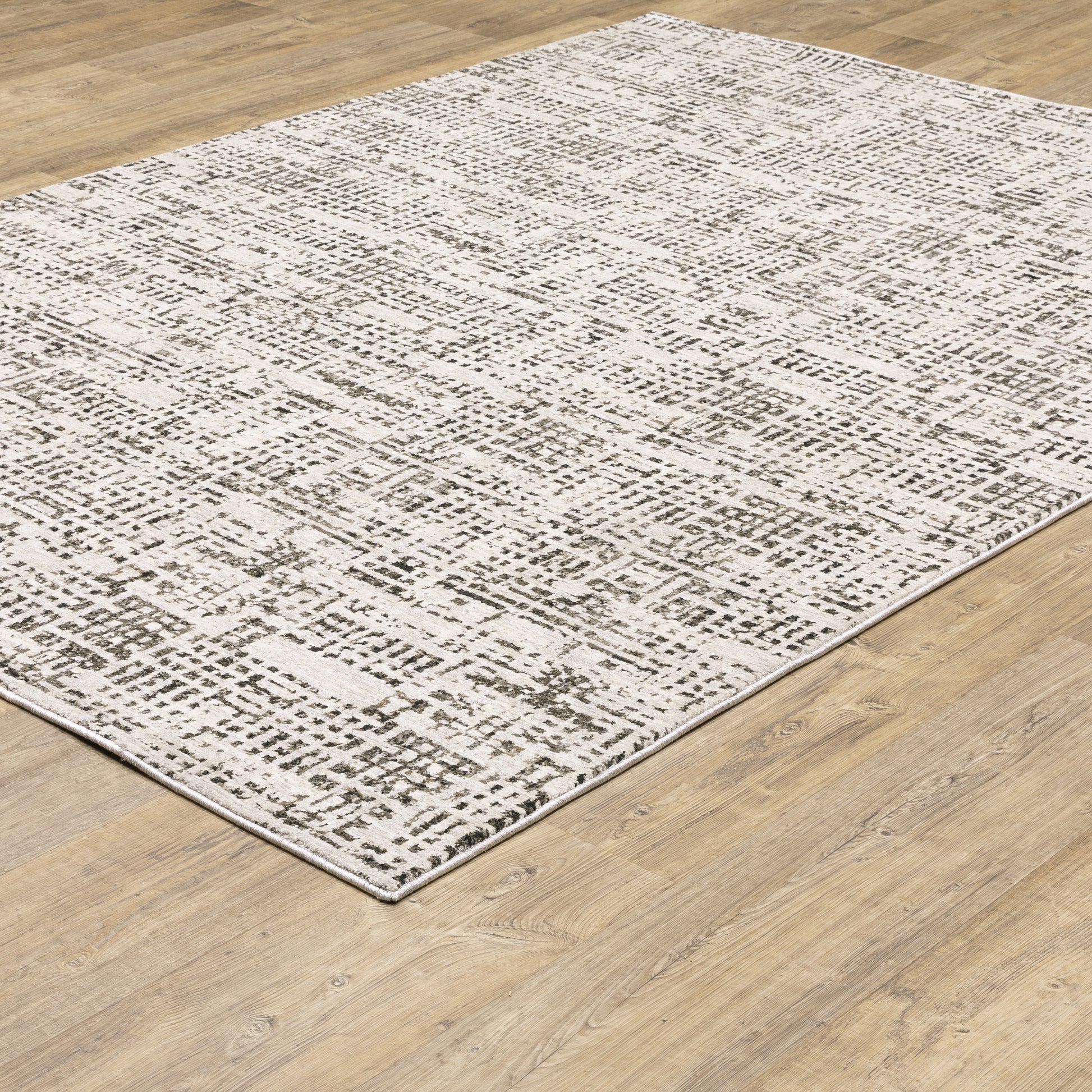 Nebulous Geometric Ivory/ Grey Abstract Cut Pile Rug