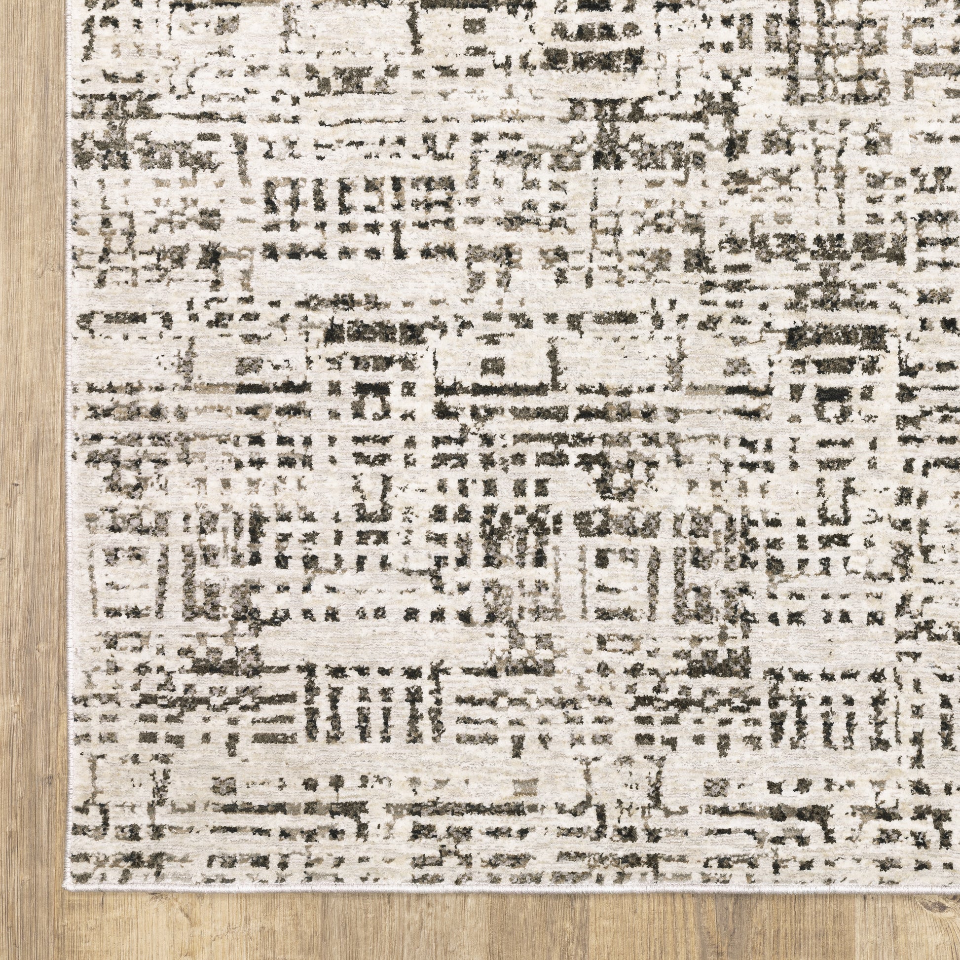 Nebulous Geometric Ivory/ Grey Abstract Cut Pile Rug