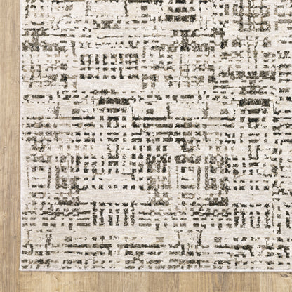 Nebulous Geometric Ivory/ Grey Abstract Cut Pile Rug