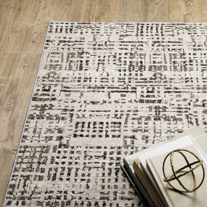 Nebulous Geometric Ivory/ Grey Abstract Cut Pile Rug