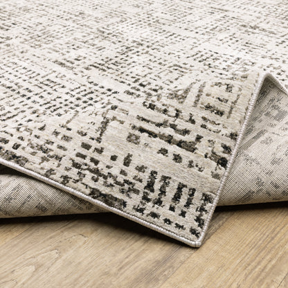 Nebulous Geometric Ivory/ Grey Abstract Cut Pile Rug
