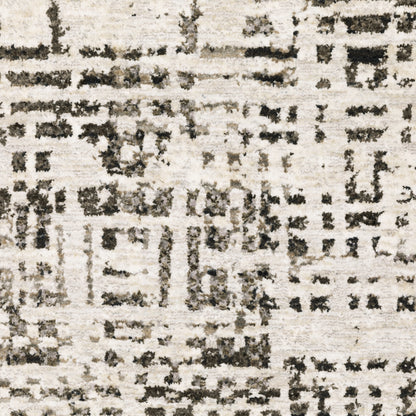 Nebulous Geometric Ivory/ Grey Abstract Cut Pile Rug