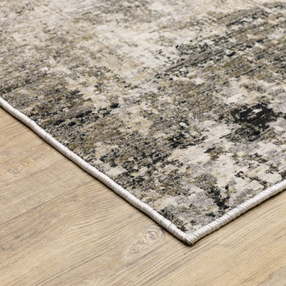 Nebulous Distressed Beige/ Grey Abstract Cut Pile Rug