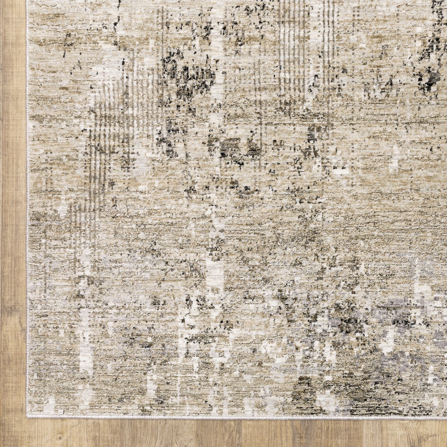 Nebulous Distressed Beige/ Grey Abstract Cut Pile Rug