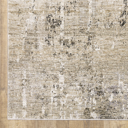 Nebulous Distressed Beige/ Grey Abstract Cut Pile Rug