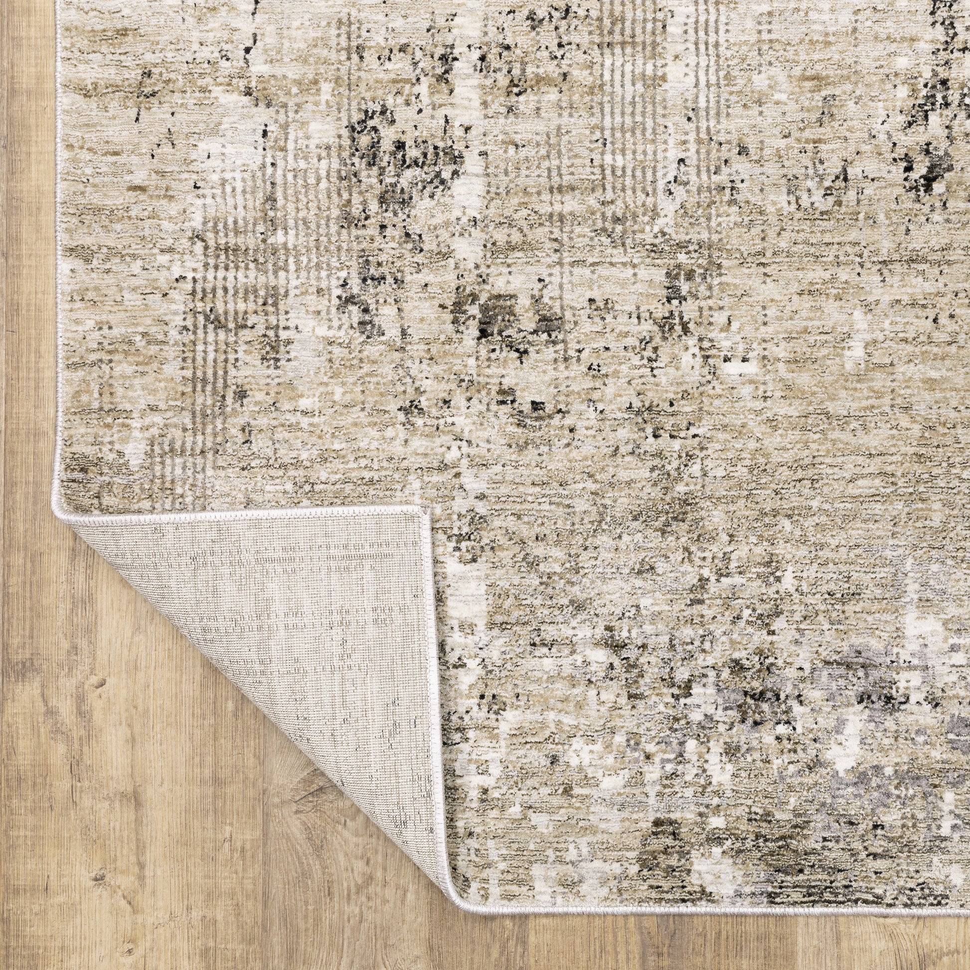 Nebulous Distressed Beige/ Grey Abstract Cut Pile Rug